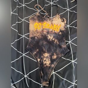 SHEIN Black and Tan Graphic Bodysuit